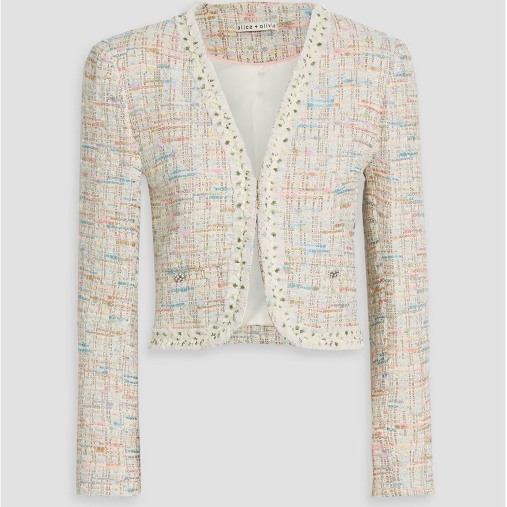 Alice + Olivia Cream and Pink Tweed Blazer